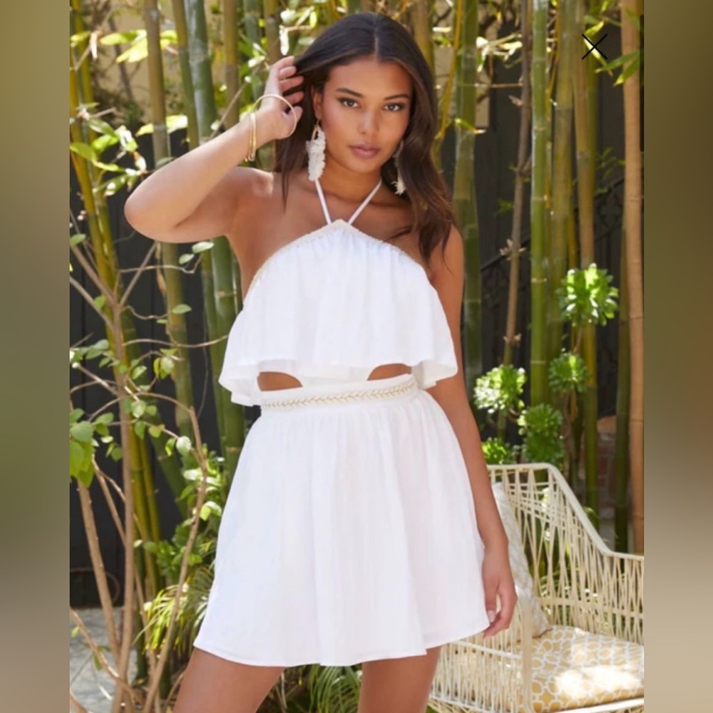 DO+BE White Halter Cut Out Mini Dress